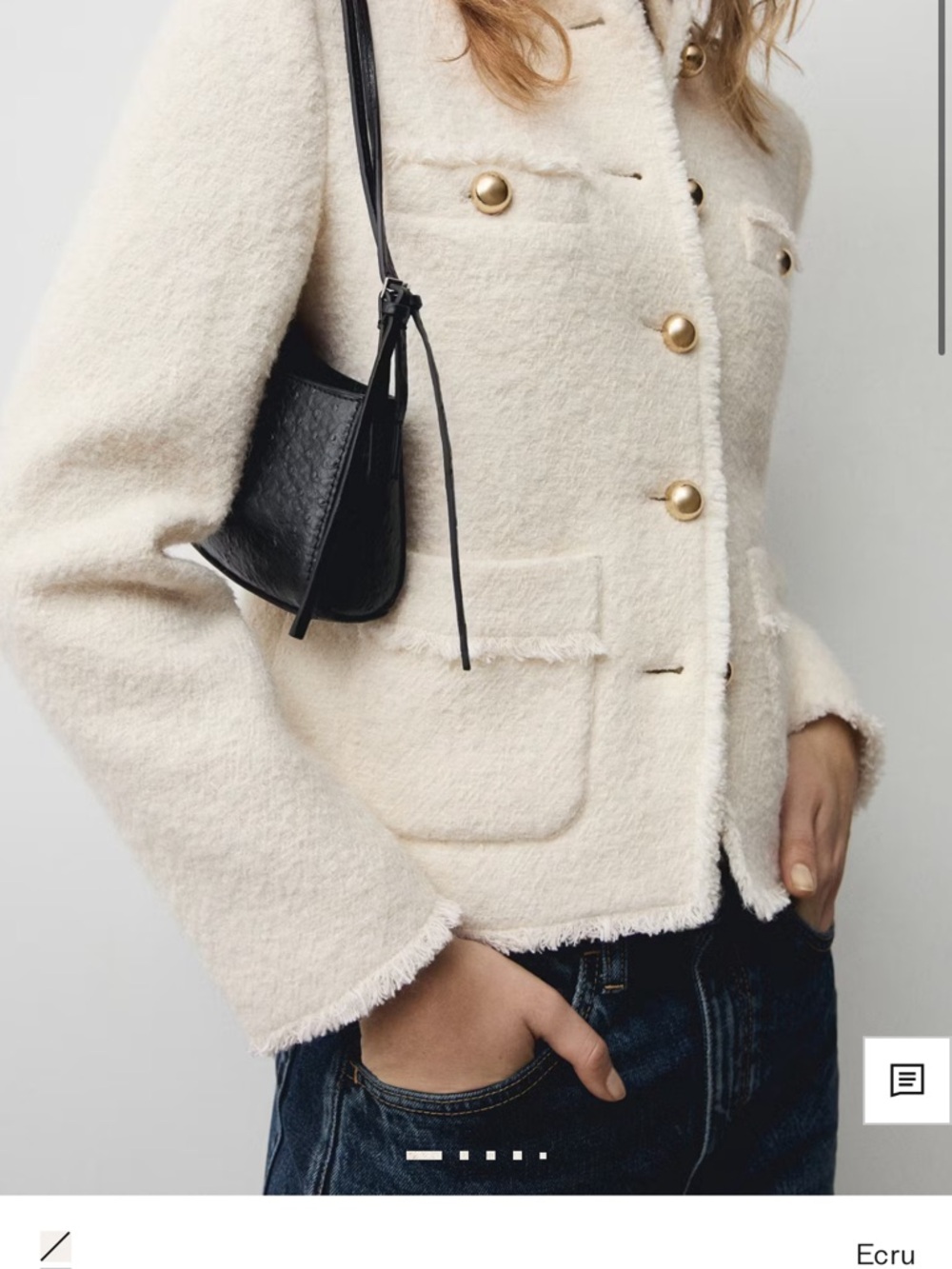 Mango Cream Tweed Button-Front Jacket - Picture 8 of 11